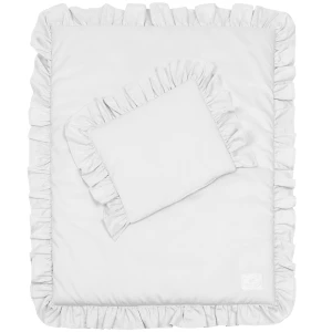 Pościel niemowlęca z falbanką Margaret Jasno szara z wypełnieniem