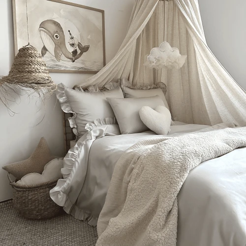 Adult Bed linen with ruffles Margaret Light grey 