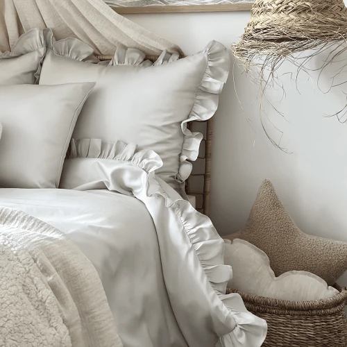 Junior Margaret bed linen set with ruffles Light grey covers