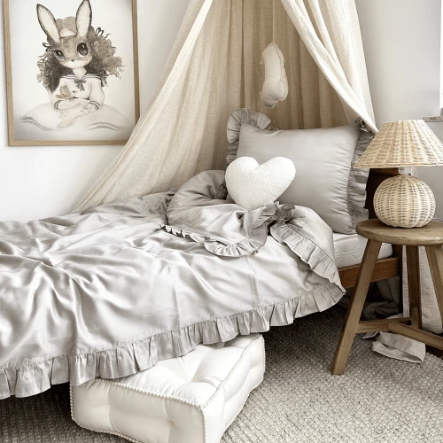 Adult Bed linen with ruffles Margaret Dark beige 