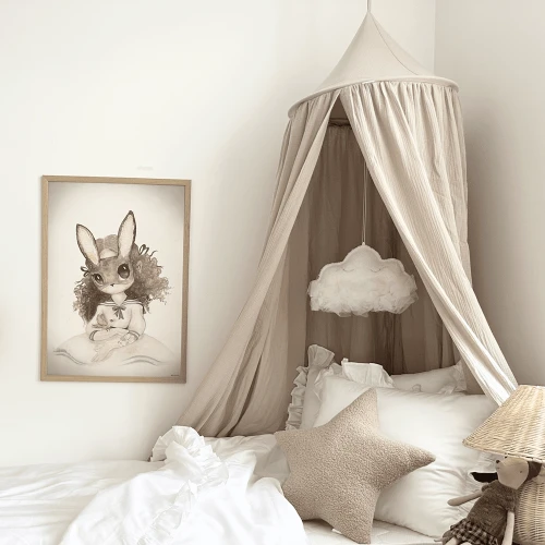 Muselin organic cotton canopy Beige