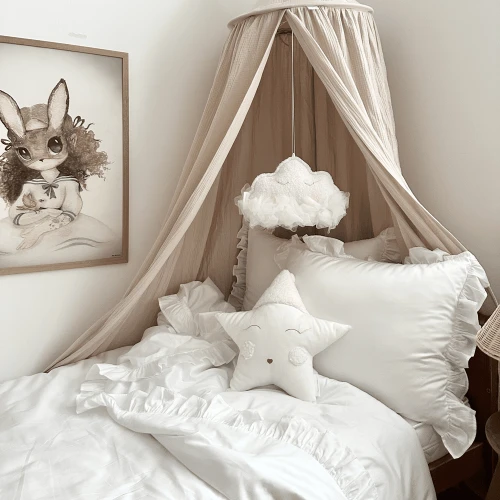 Muselin organic cotton canopy Beige