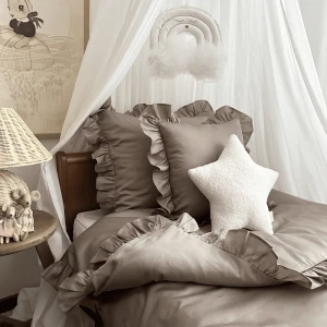 Pościel Adult Margaret z falbanką Taupe