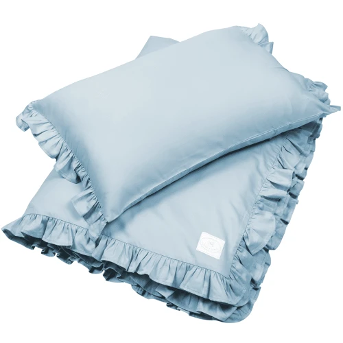 Junior Margaret bed linen set with ruffles Blue covers