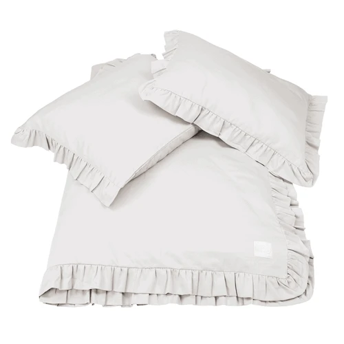 Adult Bed linen with ruffles Margaret Light grey 