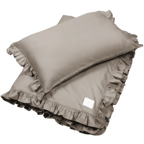 Junior Margaret bed linen set with ruffles Taupe covers