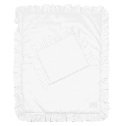 Newborn bedding set with ruffles filled White