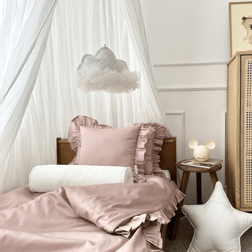 Junior Margaret bed linen set with ruffles Dusty pink  covers