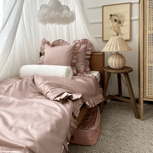 Adult Bed linen with ruffles Margaret Dusty pink 