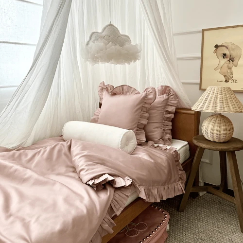 Pościel Adult Margaret z falbanką Dusty pink 