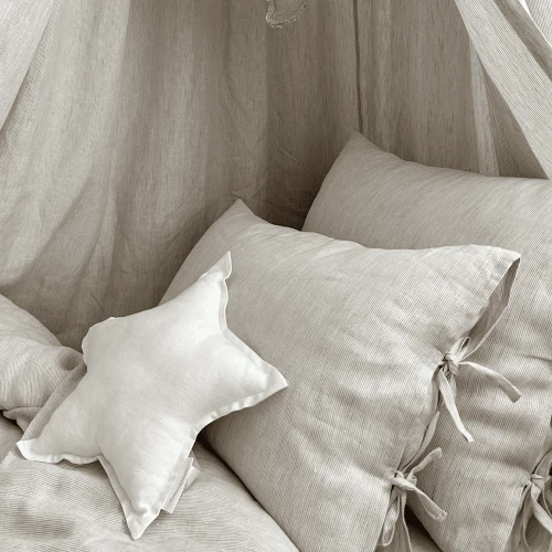 Linen Junior bed linen set without filling Strings Beige stripes