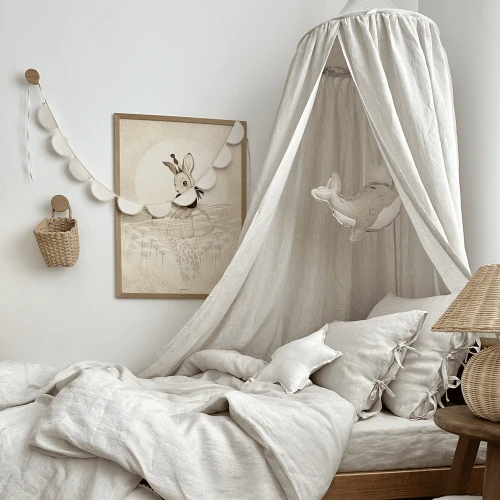 Linen Junior bed linen set without filling Strings Beige stripes