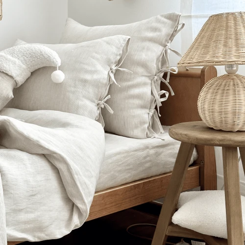 Linen Junior bed linen set without filling Strings Beige stripes