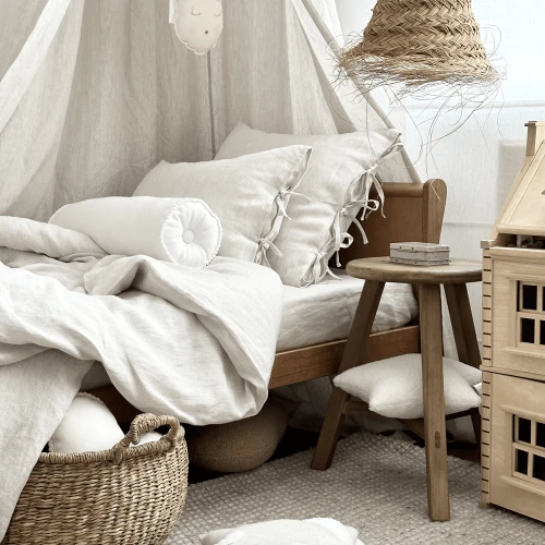 Linen Junior bed linen set without filling Strings Beige stripes