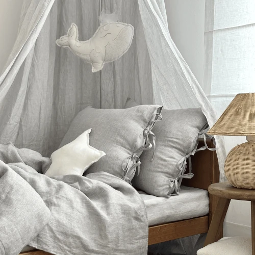 Linen Premium canopy Ice grey stripes