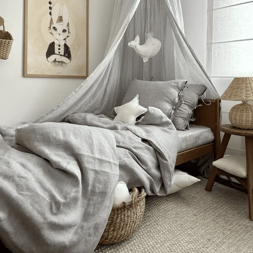 Linen Adult bed linen set 140x200 Ice grey malange