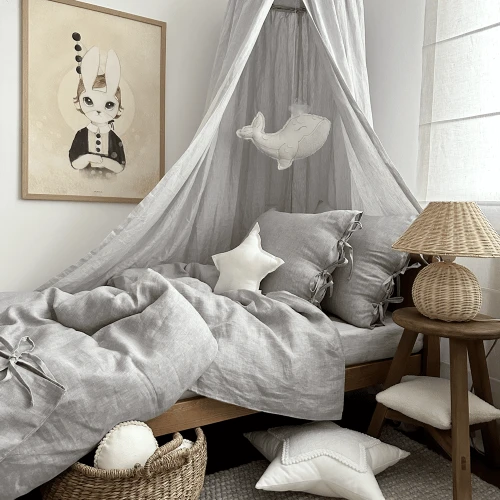 Linen Adult bed linen set 140x200 Ice grey malange