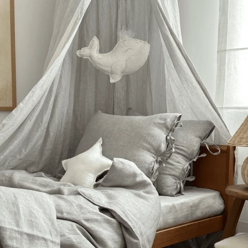 Linen Junior bed linen set without filling Ice grey melange