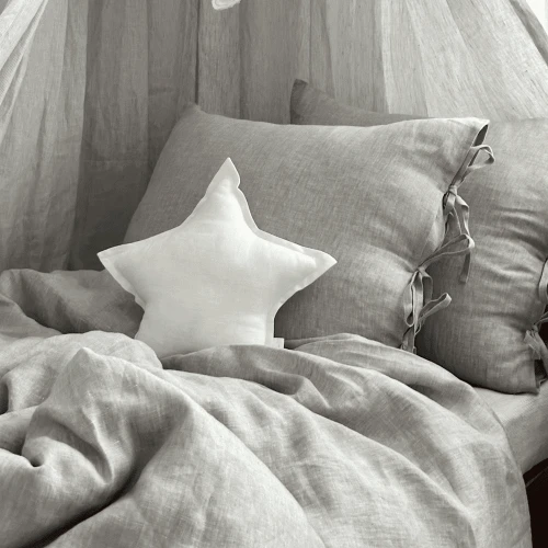 Linen Junior bed linen set without filling Ice grey melange