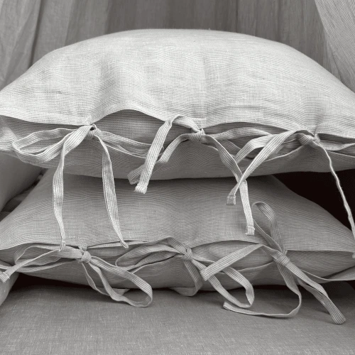 Linen Junior bed linen set without filling Strings Ice grey stripes 