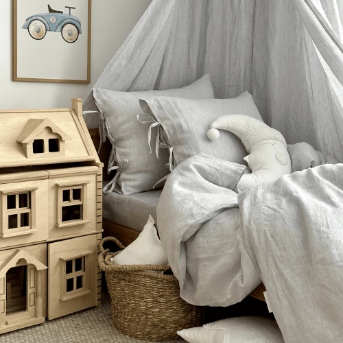 Linen Adult bed linen Ice grey stripes 140x200 cm