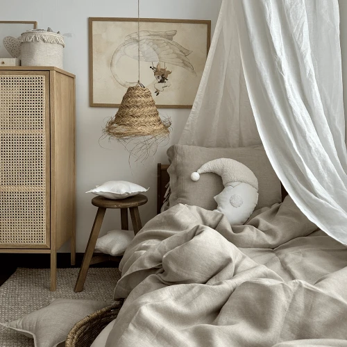 Linen Junior bed linen set without filling Natural