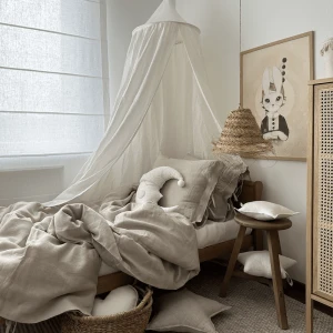 Baldachim Lniany Premium Kremowy