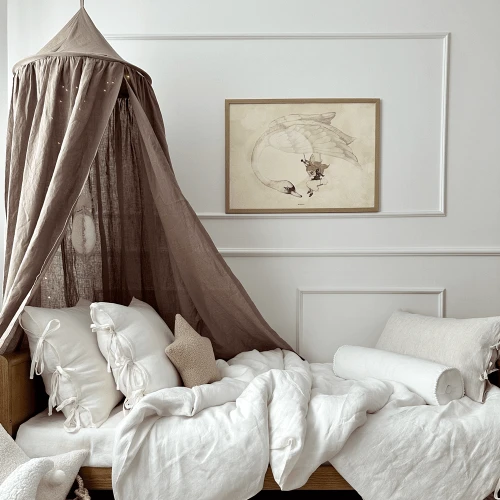 Baldachim Lniany Premium Kokosowy brąz