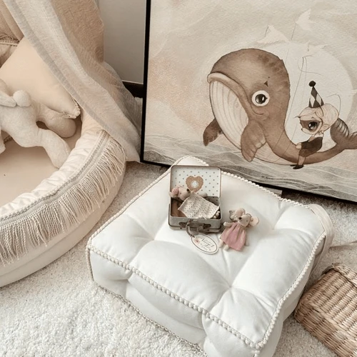 Pikowana pufa Boho Bubble Waniliowa