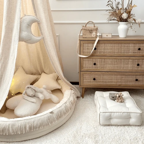 Pikowana pufa Boho Bubble Waniliowa