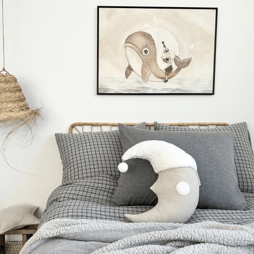 Pościel muślinowa z bawełny organicznej Adult 140x200 Szara kratka