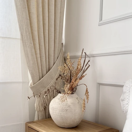 Zasłona muślinowa bawełniano lniana Naturalna