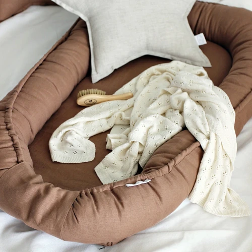 Ażurowy kocyk bambusowy Waniliowy