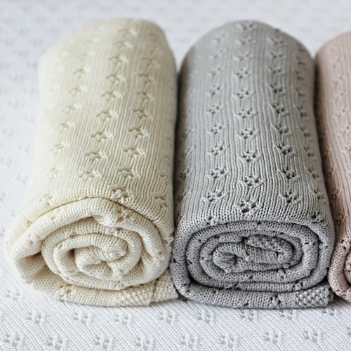 Ażurowy kocyk bambusowy Waniliowy