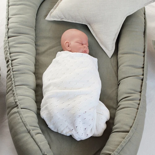 Ażurowy kocyk bambusowy Biały