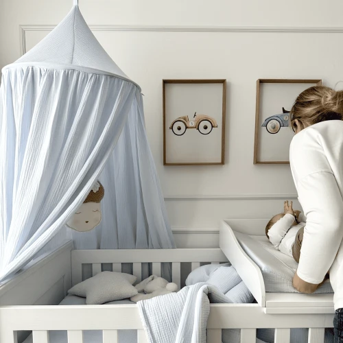 Muselin organic cotton canopy Light blue