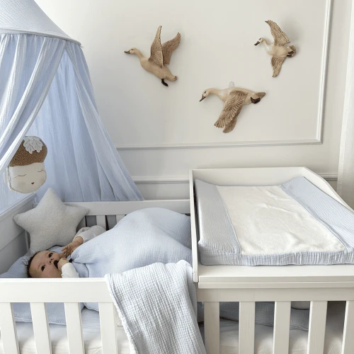 Muselin organic cotton canopy Light blue