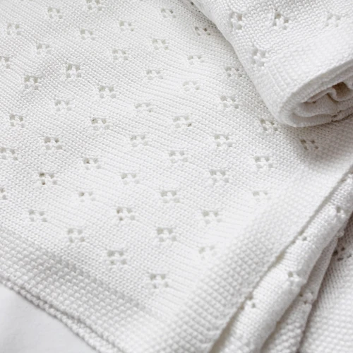 Ażurowy kocyk bambusowy Biały