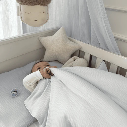 Muselin organic cotton canopy Light blue