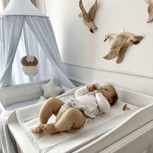 Muselin organic cotton canopy Light blue