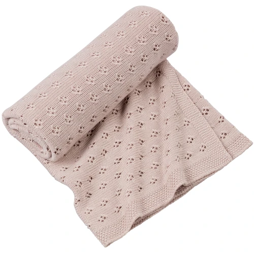 Ażurowy kocyk bambusowy Pudrowy róż