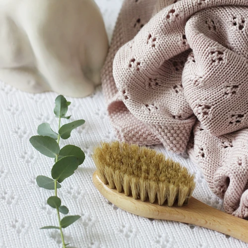 Ażurowy kocyk bambusowy Pudrowy róż