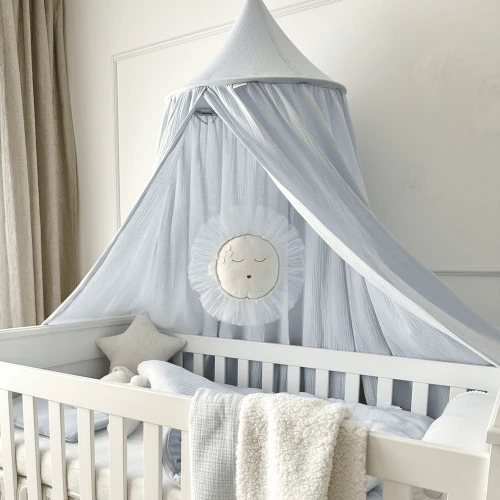 Muselin organic cotton canopy Light blue