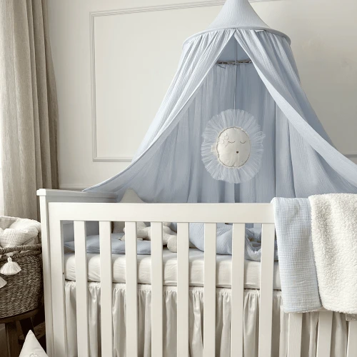 Muselin organic cotton canopy Light blue