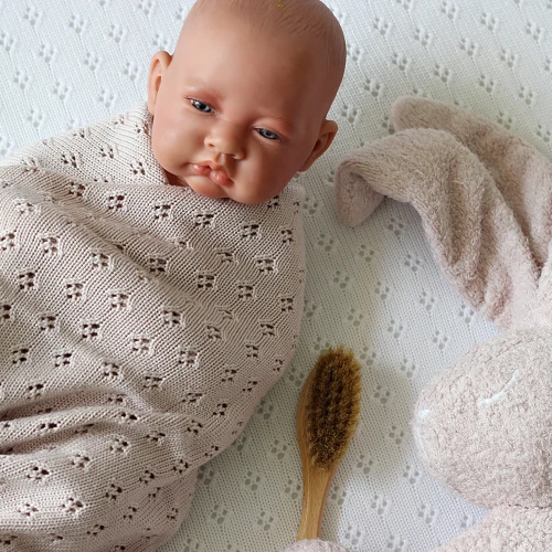 Ażurowy kocyk bambusowy Pudrowy róż