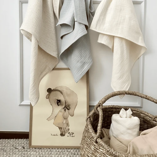 Organic cotton muslin baby diaper Vanilla