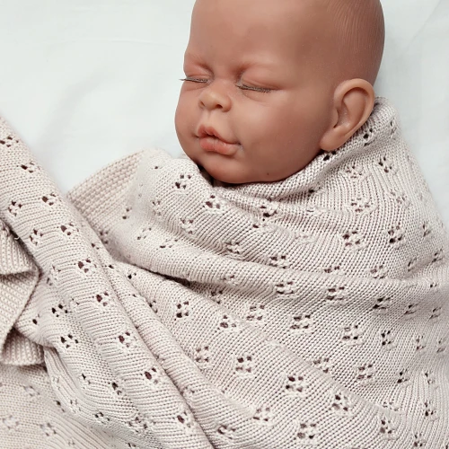 Ażurowy kocyk bambusowy Pudrowy róż