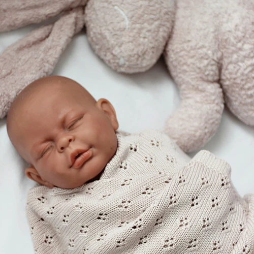 Ażurowy kocyk bambusowy Pudrowy róż