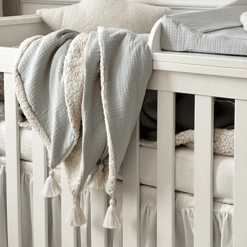 Dwustronny muślinowy pled Zielony