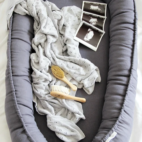 Ażurowy kocyk bambusowy Jasnoszary